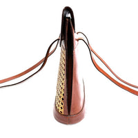 BALLY バリー レザー かごバッグ ストロー バイカラー トートバッグ ブラウン 瑞穂店