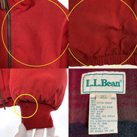 80’s L.L.Bean エルエルビーン スタンドカラー コットンキャンバスジップアップジャケット ウールチェックライナー レッド Size M 福生店