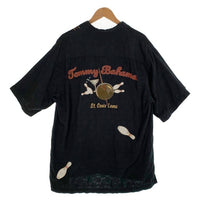 Tommy Bahama トミーバハマ シルク ボーリング刺繡 半袖シャツ 開襟 ブラック Size M 福生店
