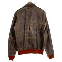 AVIREX アヴィレックス A-2 フライトジャケット アンティークレザー ブラウン パッチ プリント 6121013 Size 42 福生店