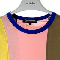 COMME des GARCONS HOMME DEUX コムデギャルソンオムドゥ DK-T001 AD2022 マルチカラー 切替Tシャツ ピンク sieS 瑞穂店