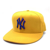 90's New Era ニューエラ MLB ニューヨーク・ヤンキース 59FIFTY ベースボールキャップ イエロー ウール USA製 Size 7 1/8 (56.8cm) 福生店