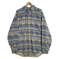 90's L.L.Bean エルエルビーン 総柄プリント ボタンダウンシャツ ブルー USA製 Size XXL 福生店