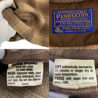 70's PENDLETON ペンドルトン Board Shirts ボードシャツ オンブレチェック ウール ベージュ ブラウン シャドー USA製 Size XL 福生店