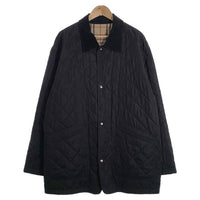 BURBERRY LONDON バーバリー キルティングジャケット ブラック スナップボタン 襟コーデュロイ 裏地ノバチェック Size XL-REG 福生店