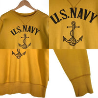 BUZZ RICKSON'S バズリクソンズ U.S.NAVY 前V クルーネックスウェットトレーナー イエロー Size M 福生店