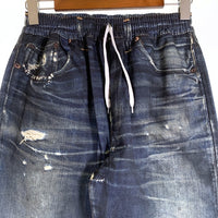 US アス Fake Vintage Denim Easy Pants フェイクヴィンテージデニム イージーパンツ 転写プリント インディゴネイビー Size F 福生店