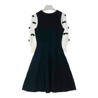 M'S GRACY エムズグレイシー ak-118526 リボンスリーブニットワンピース ブラック ホワイト size36 瑞穂店