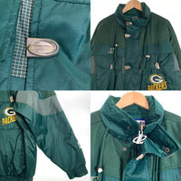 90-00's NFL PRO LINE GREENBAY PACKERS グリーンベイ・パッカーズ ナイロンジャケット 中綿 グリーン LOGO ATHLETIC Size L 福生店
