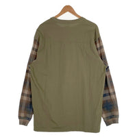 SUPREME シュプリーム 21AW Plaid Sleeve L/S Top フットボールロングスリーブTシャツ チェックスリーブ オリーブ Size XL 福生店