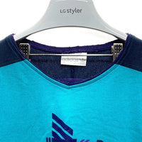 adidas アディダス 万国旗タグ ストライプ切替 スウェットトレーナー パープルxターコイズ size- 瑞穂店