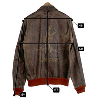 AVIREX アヴィレックス A-2 フライトジャケット アンティークレザー ブラウン パッチ プリント 6121013 Size 42 福生店
