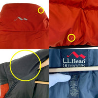 L.L.Bean OUTDOORS エルエルビーン ナイロン ダウンベスト オレンジ Prima Down Size M-R 福生店