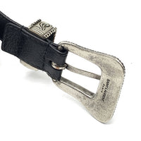 SAINT LAURENT PARIS サンローランパリ ウエスタンバックル ナローベルト レザー スター ブラック シルバー GRZ459034・80・1116 Size 72~82cm 福生店