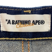 A BATHING APE アベイシングエイプ 刺繡 星型 ロゴ デニム ハーフパンツ ブルー sizeM 瑞穂店