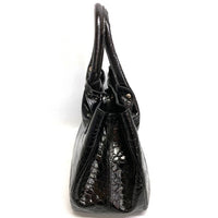 FURLA フルラ トートバッグ クロコ型押しハンドバッグ 保存袋付 ブラック 瑞穂店