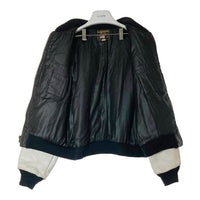 VANSON バンソン TJV USA製 後付けワッペン レザー チームジャケット ブラック×ホワイト size42 瑞穂店