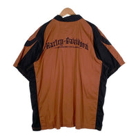 00's~ HARLEY-DAVIDSON ハーレーダビッドソン コットン オープンカラーシャツ 半袖 刺繡 2トーン ブラウン ブラック Size 2XL 福生店