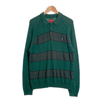 SUPREME シュプリーム 21AW Knit Stripe L/S Polo コットンニット ストライプ ロングスリーブポロシャツ グリーン Size M 福生店