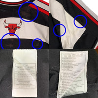 90's~ NIKE ナイキ CHICAGO BULLS シカゴ・ブルズ プルオーバートップス 刺繡 ワッペン ブラック ホワイト レッド Size L 福生店