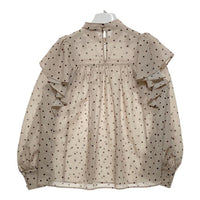 rienda リエンダ フリルショルダードットブラウス ベージュ sizeF 瑞穂店