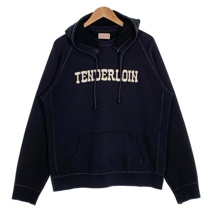 TENDERLOIN テンダーロイン T-PARKA 後付け プルオーバースウェットパーカー ブラック ラグランスリーブ フェルトワッペン Size  L 福生店