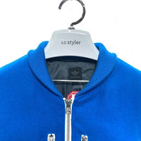 adidas アディダス ジップアップ スタジャン ワッペン ブルー 袖フェイクレザー O34630 Size S 瑞穂店