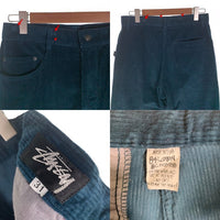 80's STUSSY ステューシー 太畝コーデュロイ 5ポケットパンツ テーパード グリーン USA製 TALON42 黒タグ Size 31 福生店