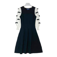 M'S GRACY エムズグレイシー ak-118526 リボンスリーブニットワンピース ブラック ホワイト size36 瑞穂店