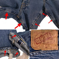 DENIME ドゥニーム 紙パッチ テーパードデニムパンツ USED加工 インディゴ オリゾンティ ボタンフライ Size 34×31 福生店