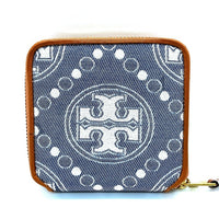 Tory Burch トリーバーチ 二つ折り財布 ラウンドジップ デニム調 ブルー系 瑞穂店