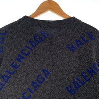 BALENCIAGA バレンシアガ 20AW ALL OVER LOGO CREWNECK クルーネック ニット セーター グレー 623283 T1567 Size M 福生店