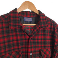 50's PENDLETON ペンドルトン Board Shirts ボードシャツ オンブレチェック ウール レッド ブラック シャドー Size XL 福生店