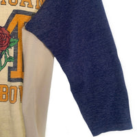 80's MICHIGAN ROSE BOWL 1983 ラグランスリーブカットソー 七分袖 ホワイト ネイビー Hanes USA製 Size L 福生店