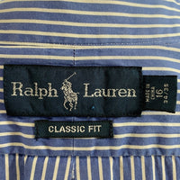 Ralph Lauren ラルフローレン CLASSIC FIT ボタンダウン ストライプシャツ ブルー ホワイト Size 16 福生店