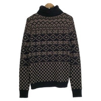 DIESEL ディーゼル K-WEET SWEATER 幾何学模様 ウール ナイロン タートルネックニットセーター ブラック Size L 福生店