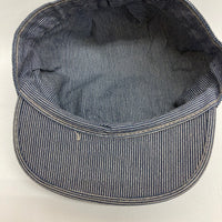 US古着 BOYNE CITY RAILROAD CAMPANY ピンストライプ ワークキャップ ブルー×ホワイト 瑞穂店