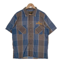 TENDERLOIN テンダーロイン T-POLY CHECK SHT チェーンロゴ刺繍 チェック オープンカラーシャツ 半袖 グレー ブルー 薄手 Size M 福生店