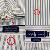 Ralph Lauren ラルフローレン YARMOUTH ボタンダウン ストライプシャツ ホワイト ブルー Size 16 1/2 福生店