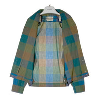Cambridge ケンブリッジ 60's~70's オープンカラー ボックスカット パネルチェック 長袖シャツ ブルー sizeM 瑞穂店