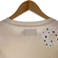 DENIM TEARS デニムティアーズ RHINESTONE COTTON WREATH THERMAL ラインストーンコットンリース サーマルカットソー アイボリー Size M 福生店