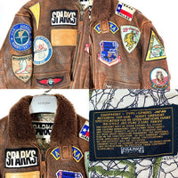 SPARKS スパークス G1 レザー フライトジャケット ワッペン ブラウン sizeS 瑞穂店