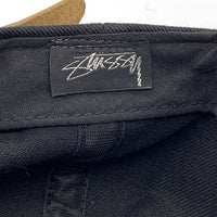 80's~ STUSSY ステューシー スカルボーン刺繡 5パネルキャップ ブラック オレンジ オールド 黒タグ 福生店