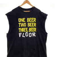 00's ONE BEER TWO BEER THREE BEER FLOOR プリントTシャツ ブラック 袖カットオフ AUSTIN Size XXL 福生店