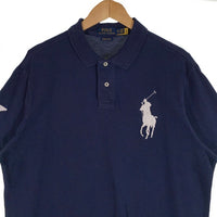 POLO RALPH LAUREN ポロラルフローレン CUSTOM SLIM FIT ビッグポニー 鹿の子 ポロシャツ 半袖 ネイビー Size XL 福生店