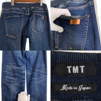 TMT ティーエムティー 19AW SWEATLIKE-INDIGO DENIM TRACK PANT スウェットデニムトラックパンツ インディゴ ダメージ/ペンキ加工 TPT-F1903 Size L 福生店