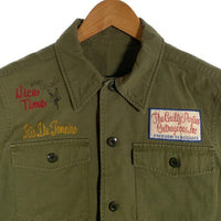 WACKO MARIA ワコマリア ミリタリーシャツ 半袖 オリーブ チェーン刺繡 ワッペン Size S 福生店