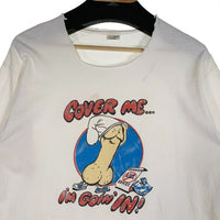 80's~ プリント Tシャツ COVER ME ホワイト フルーツオブザルーム Size L 福生店