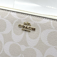 COACH コーチ C4452 シグネチャー PVCレザー ラウンドファスナーウォレット 長財布 ホワイト ストラップ 福生店
