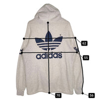 80-90's adidas アディダス トレフォイルプリント プルオーバースウェットパーカー オートミール デサント 日本製 Size L 福生店